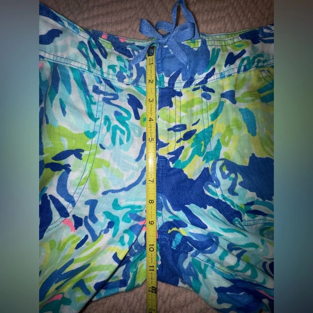 Lilly Pulitzer Calley Pants Brilliant Blue Wade & Sea Linen Size 6 EUC